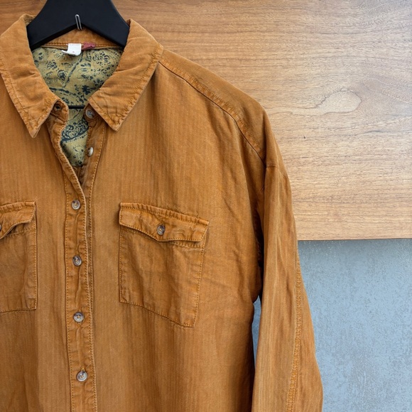 Pilcro Shirt Dress Button down Gold Tunic Babydoll, Size S - Picture 5 of 12